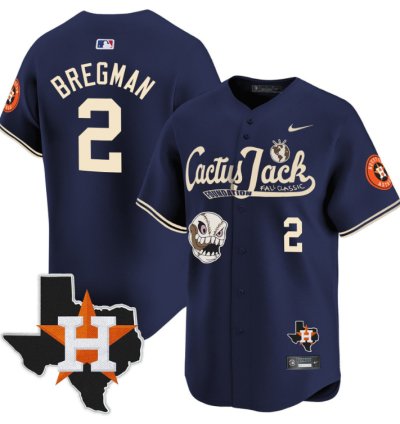 Alex Bregman 2 Houston Astros Cactus Jack Foundation Fall Classic Limited Jersey Navy