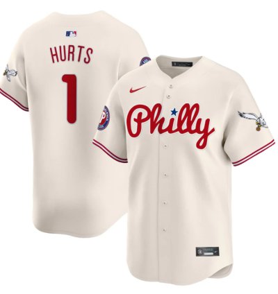 Jalen Hurts Jersey 1 Phillies And Eagles Vapor Premier Limited Stitched Cream