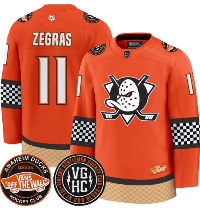 Trevor Zegras Jersey 11 Anaheim Ducks Checkerboard 2025 Premium Stitched Orange