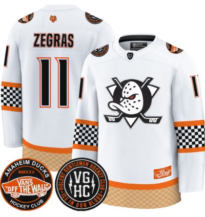 Trevor Zegras Jersey 11 Anaheim Ducks Checkerboard 2025 Premium Stitched White