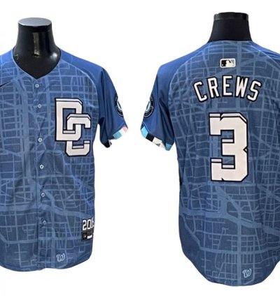 Washington Nationals 3 Dylan Crews Blue 2025 City Connect Limited Jersey