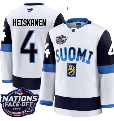 Mens Miro Heiskanen Jersey 4 Finland White 2025 4 Nations Face-off Stitched