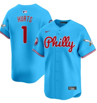 Jalen Hurts Jersey 1 Phillies And Eagles Vapor Premier Limited Stitched Light Blue
