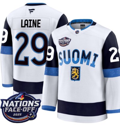 Mens Patrik Laine Jersey 29 Finland White 2025 4 Nations Face-off Stitched