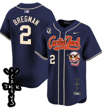 Alex Bregman 2 Houston Astros Cactus Jack Patch V2 Men Jersey - Navy