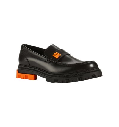 Amiri Military Leather Loafers Black Orange
