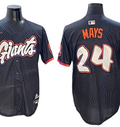 San Francisco Giants 24 Willie Mays Black 2025 City Connect Jersey