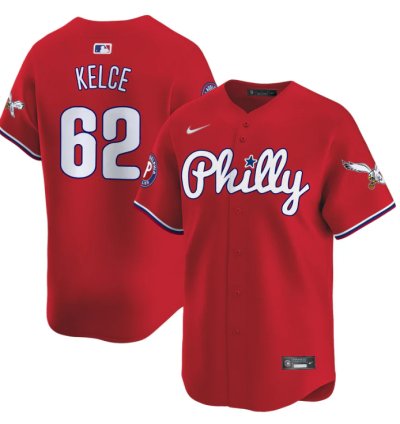 Jason Kelce Jersey 62 Phillies And Eagles Vapor Premier Limited Stitched Red