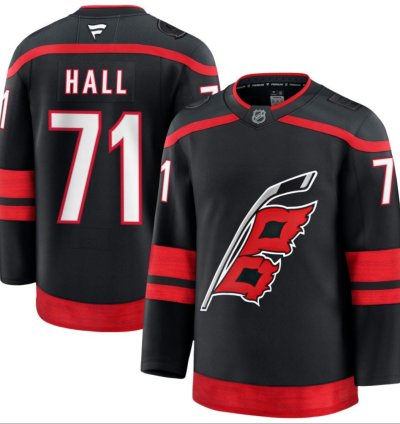 Mens Taylor Hall Jersey 71 Carolina Hurricanes All Stitched Black