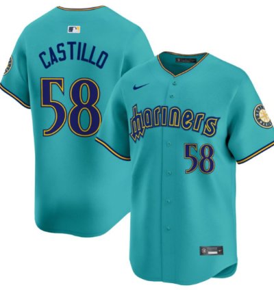 Luis Castillo Jersey 58 Seattle Mariners 2025 Vapor Premier Limited Stitched Aqua