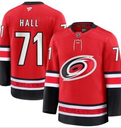 Mens Taylor Hall Jersey 71 Carolina Hurricanes All Stitched Red