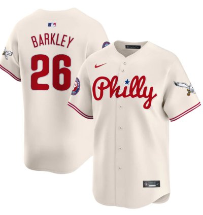 Saquon Barkley Jersey 26 Phillies And Eagles Vapor Premier Limited Stitched Cream