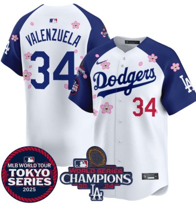 Fernando Valenzuela Jersey 34 Dodgers Tokyo Series 2025 World Series Champions Patch Alternate