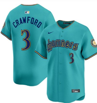 Jp Crawford Jersey 3 Seattle Mariners 2025 Vapor Premier Limited Stitched Aqua