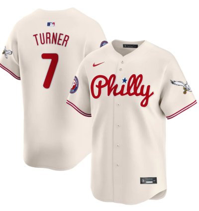 Trea Turner Jersey 7 Phillies And Eagles Vapor Premier Limited Stitched Cream
