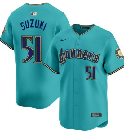 Ichiro Suzuki Jersey 51 Seattle Mariners 2025 Vapor Premier Limited Stitched Aqua
