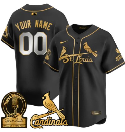 Custom St Louis Cardinals Jersey Name Number Jack Buck Limited Stitched Black Gold