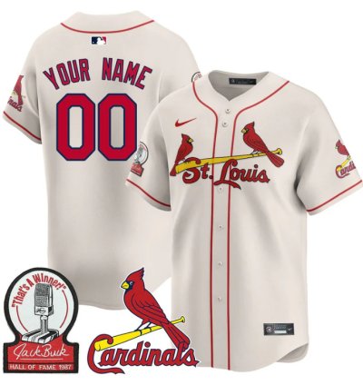 Custom St Louis Cardinals Jersey Name Number Jack Buck Limited Stitched Cream