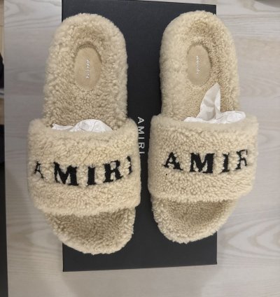 Amiri Shearling Slip On Slipper- Tan Size 42