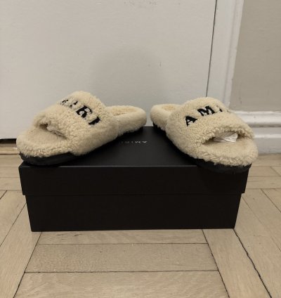 Amiri Shearling Slip On Slipper- Tan Size 42