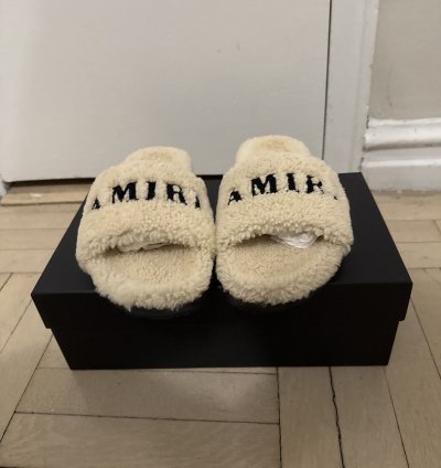 Amiri Shearling Slip On Slipper- Tan Size 42