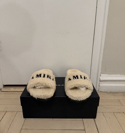 Amiri Shearling Slip On Slipper- Tan Size 42
