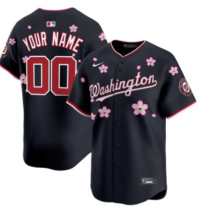 Custom Washington Nationals Jersey Name Number Cherry Blossom Vapor Premier Limited Stitched Navy