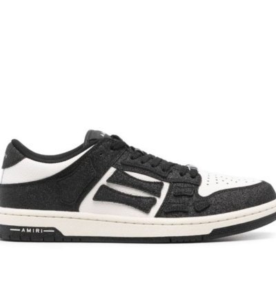 Amiri Shimmer Skel Leather Glitter Sneakers Black White Men