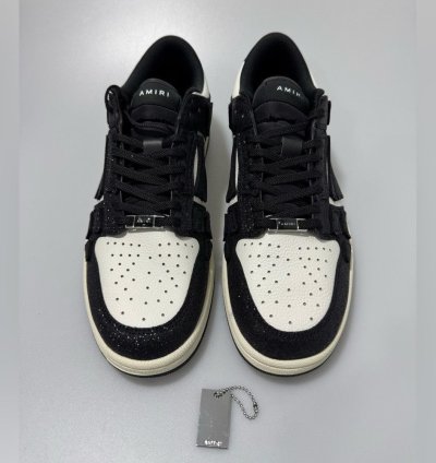 Amiri Shimmer Skel Leather Glitter Sneakers Black White Men