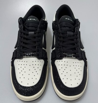 Amiri Shimmer Skel Leather Glitter Sneakers Black White Men