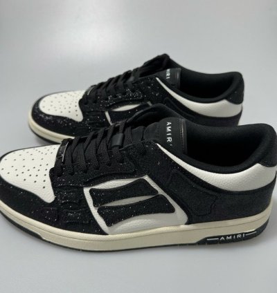 Amiri Shimmer Skel Leather Glitter Sneakers Black White Men