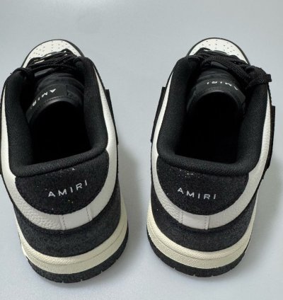 Amiri Shimmer Skel Leather Glitter Sneakers Black White Men