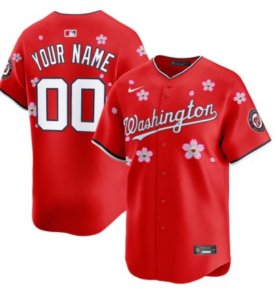 Custom Washington Nationals Jersey Name Number Cherry Blossom Vapor Premier Limited Stitched Red