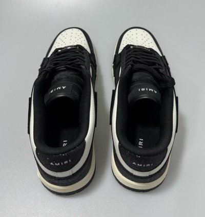 Amiri Shimmer Skel Leather Glitter Sneakers Black White Men