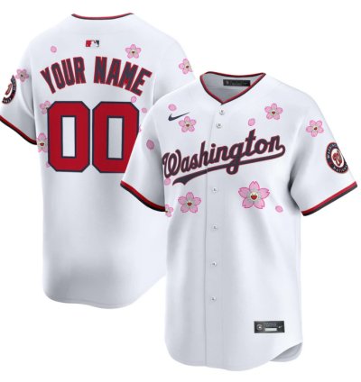 Custom Washington Nationals Jersey Name Number Cherry Blossom Vapor Premier Limited Stitched White