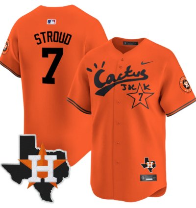 Cj Stroud 7 Houston Astros Cactus Jack Houston Patch Orange Limited Jersey