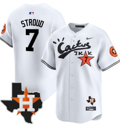 Cj Stroud 7 Houston Astros Cactus Jack Houston Patch Limited Jersey White