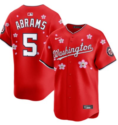 Cj Abrams Jersey 5 Washington Nationals Cherry Blossom Vapor Premier Limited Stitched Red