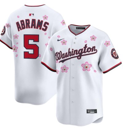 Cj Abrams Jersey 5 Washington Nationals Cherry Blossom Vapor Premier Limited Stitched White