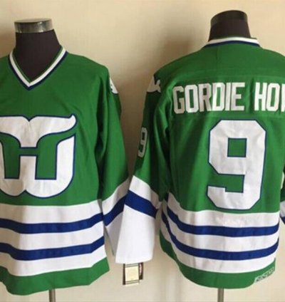 Mens Vintage Gordie Howe Jersey 9 Hartford Whalers Stitched