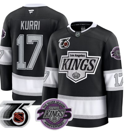 Men Jari Kurri Jersey 17 Los Angeles Kings 91-92 75th 25th Anniversary Black