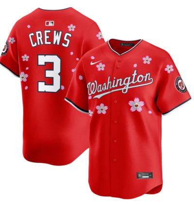 Dylan Crews Jersey 3 Washington Nationals Cherry Blossom Vapor Premier Limited Stitched Red