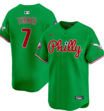 Trea Turner Jersey 7 Phillies And Eagles Vapor Premier Limited Stitched Green