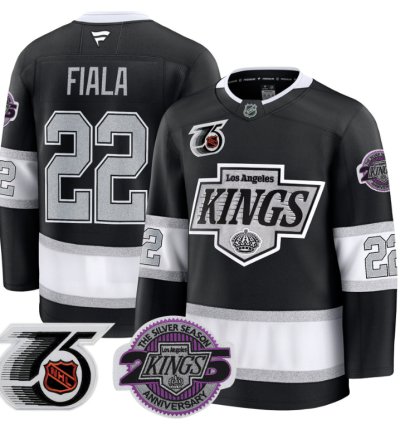 Men Kevin Fiala Jersey 22 Los Angeles Kings 91-92 75th 25th Anniversary Black