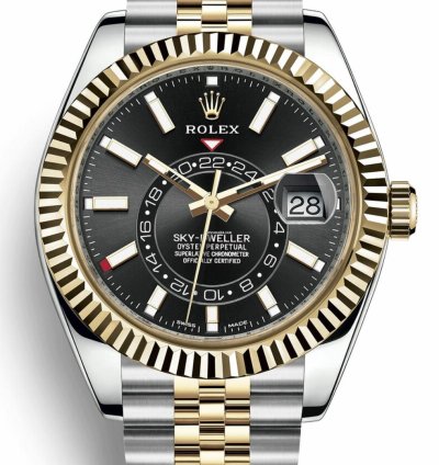 Rolex Sky-dweller 326933 Stainless Steel-yellow Gold Black Stick Dial Jubilee Bracelets 42mm