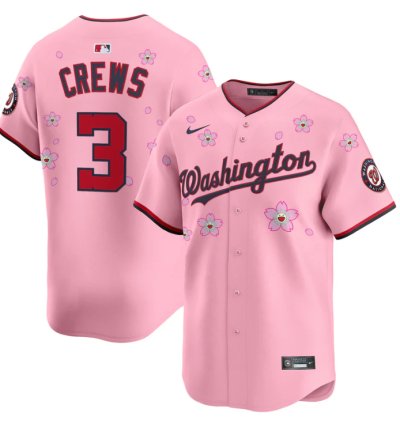 Dylan Crews Jersey 3 Washington Nationals Cherry Blossom Vapor Premier Limited Stitched