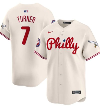Trea Turner Jersey 7 Phillies And Eagles Vapor Premier Limited Stitched Cream