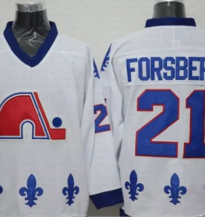 Mens Vintage Peter Forsberg Jersey 21 Quebec Nordiques Stitched White