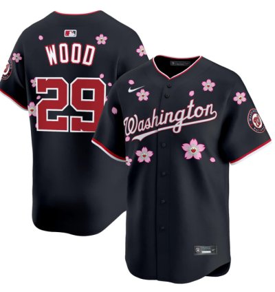 James Wood Jersey 29 Washington Nationals Cherry Blossom Vapor Premier Limited Stitched Navy