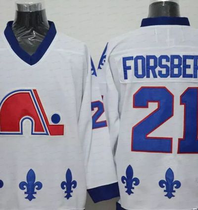 Mens Vintage Peter Forsberg Jersey 21 Quebec Nordiques Stitched White